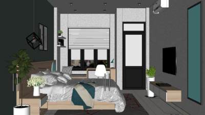 简约卧室家装SU模型下载_sketchup草图大师SKP模型