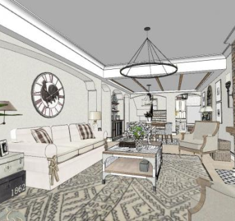 地中海风家装SU模型下载_sketchup草图大师SKP模型