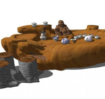 茶座su模型下载_sketchup草图大师SKP模型