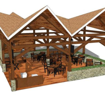 东南亚风咖啡店SU模型下载_sketchup草图大师SKP模型