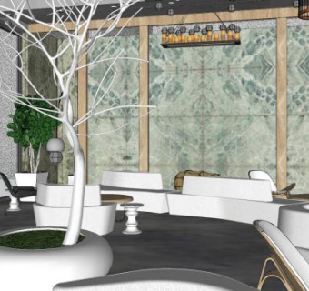 现代文创咖啡店SU模型下载_sketchup草图大师SKP模型