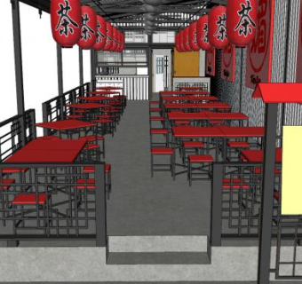 中式茶餐厅SU模型下载_sketchup草图大师SKP模型