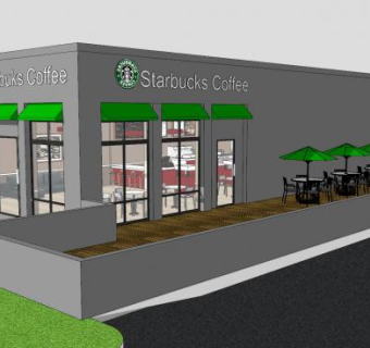 星巴克咖啡店设计SU模型下载_sketchup草图大师SKP模型