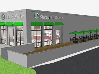 星巴克咖啡店设计SU模型下载_sketchup草图大师SKP模型