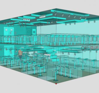 现代玻璃幕墙咖啡厅SU模型下载_sketchup草图大师SKP模型