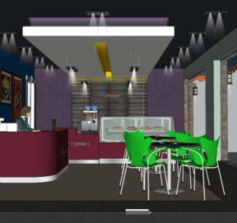 欧式咖啡店SU模型下载_sketchup草图大师SKP模型