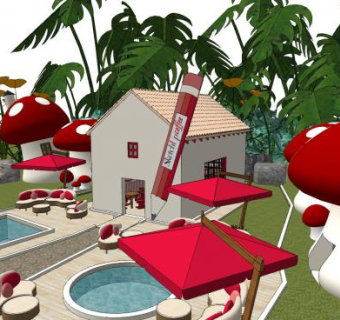 现代趣味咖啡厅SU模型下载_sketchup草图大师SKP模型