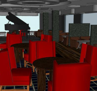 现代音乐咖啡厅室内SU模型下载_sketchup草图大师SKP模型