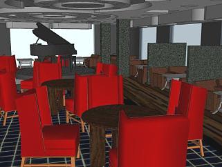 现代音乐咖啡厅室内SU模型下载_sketchup草图大师SKP模型