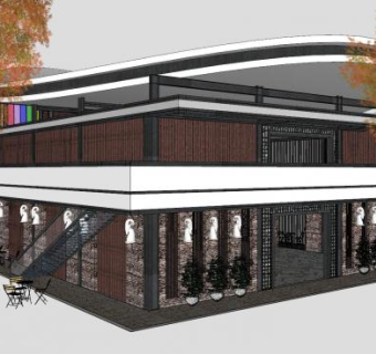 现代主义咖啡厅SU模型下载_sketchup草图大师SKP模型
