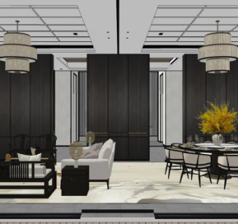 东方禅蕴家装设计SU模型下载_sketchup草图大师SKP模型