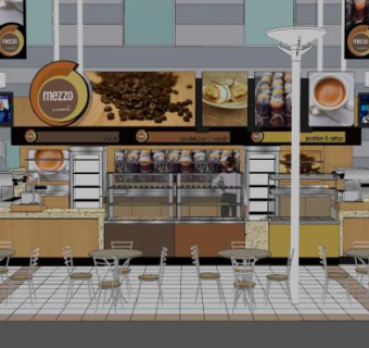 现代西点咖啡店SU模型下载_sketchup草图大师SKP模型