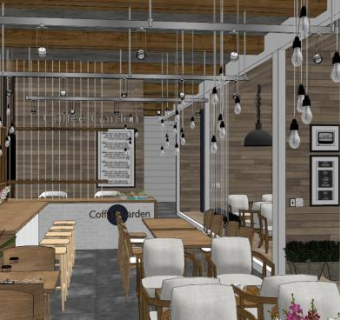 北欧咖啡馆SU模型下载_sketchup草图大师SKP模型