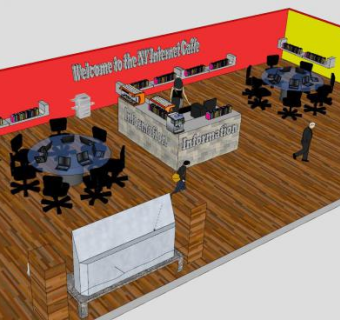 简易网咖室内SU模型下载_sketchup草图大师SKP模型