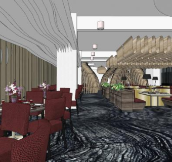 现代火锅餐厅SU模型下载_sketchup草图大师SKP模型