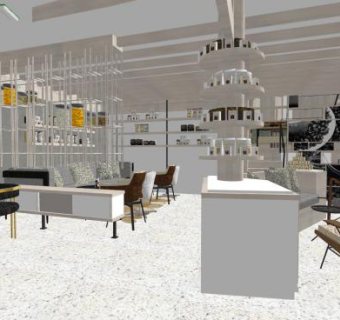 小清新风快餐咖啡店SU模型下载_sketchup草图大师SKP模型