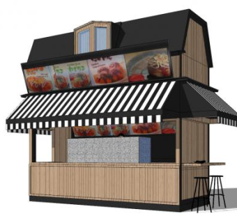 现代快餐店SU模型下载_sketchup草图大师SKP模型