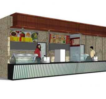 现代快餐店贩售亭SU模型下载_sketchup草图大师SKP模型