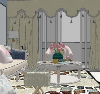 后现代轻奢客餐厅SU模型下载_sketchup草图大师SKP模型