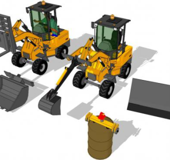 小型多功能机械叉车SU模型_su模型下载 草图大师模型_SKP模型