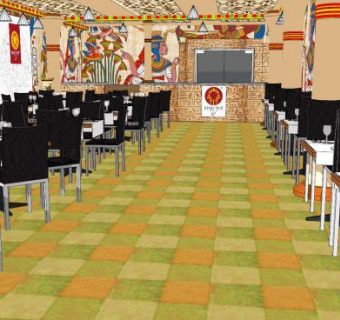 埃及风格餐厅SU模型下载_sketchup草图大师SKP模型