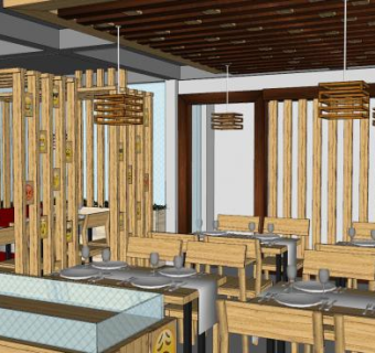 特色西餐厅SU模型下载_sketchup草图大师SKP模型