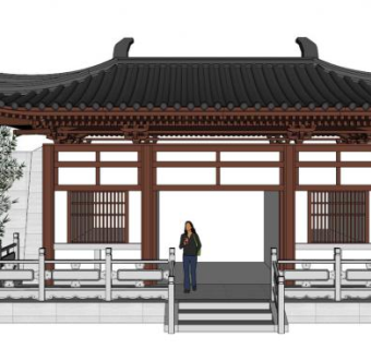 庑殿su模型下载_sketchup草图大师SKP模型