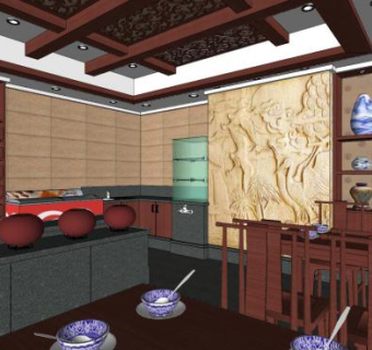药汤馆餐厅SU模型下载_sketchup草图大师SKP模型