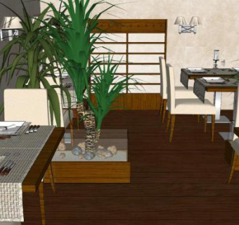 现代小型餐厅SU模型下载_sketchup草图大师SKP模型