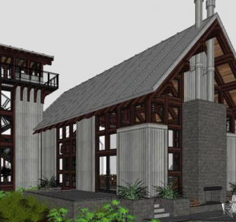 别墅会所SU模型下载_sketchup草图大师SKP模型