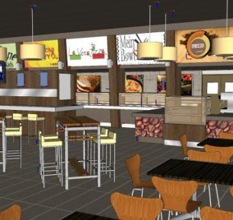 速食餐厅快餐店SU模型下载_sketchup草图大师SKP模型