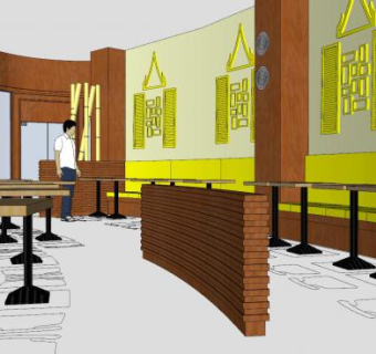 日式餐厅设计SU模型下载_sketchup草图大师SKP模型