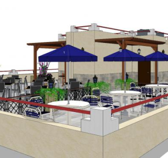 现代西餐厅SU模型下载_sketchup草图大师SKP模型