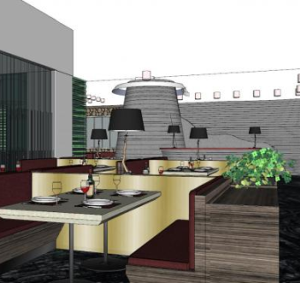 现代火锅餐厅室内SU模型下载_sketchup草图大师SKP模型