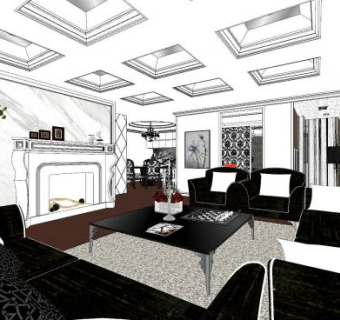 欧式家装组合SU模型下载_sketchup草图大师SKP模型