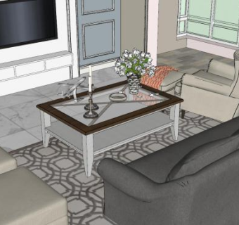 美式家装整套SU模型下载_sketchup草图大师SKP模型