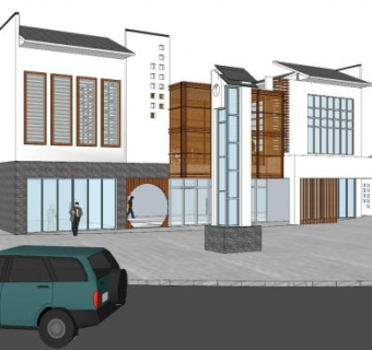 新中式风格会所SU模型下载_sketchup草图大师SKP模型
