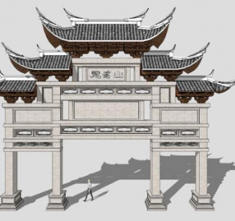 牌坊su模型下载_sketchup草图大师SKP模型