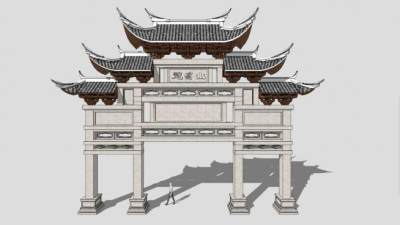 牌坊su模型下载_sketchup草图大师SKP模型