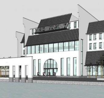 现代新中式会所建筑SU模型下载_sketchup草图大师SKP模型