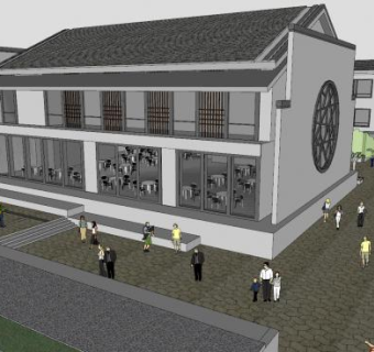 大型新中式会所建筑SU模型下载_sketchup草图大师SKP模型