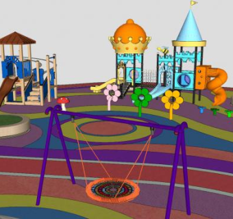 现代儿童游乐区SU模型下载_sketchup草图大师SKP模型