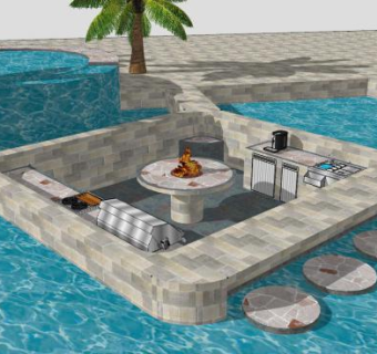 娱乐休闲泳池场所建筑SU模型下载_sketchup草图大师SKP模型