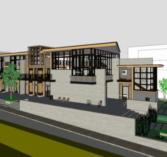 现代休闲会所SU模型下载_sketchup草图大师SKP模型