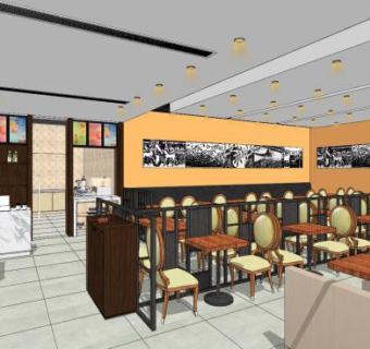 现代中式餐厅室内SU模型下载_sketchup草图大师SKP模型