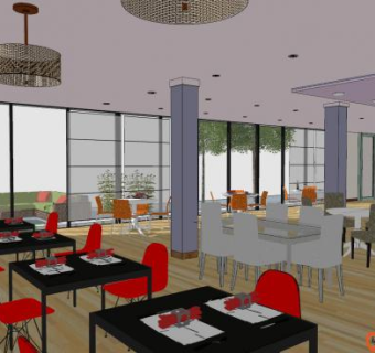 现代餐厅室内SU模型下载_sketchup草图大师SKP模型