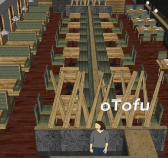 复古风餐厅室内SU模型下载_sketchup草图大师SKP模型