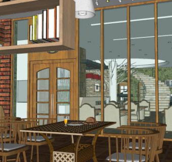 美式速食餐厅SU模型下载_sketchup草图大师SKP模型