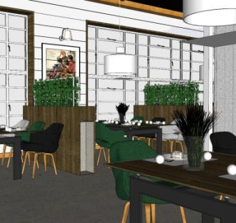 简欧风格餐厅室内SU模型下载_sketchup草图大师SKP模型