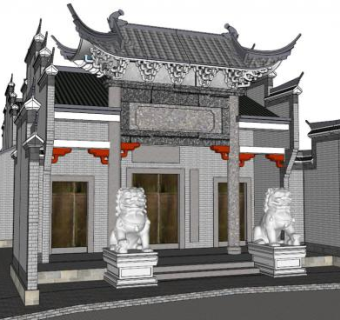 衙门su模型下载_sketchup草图大师SKP模型